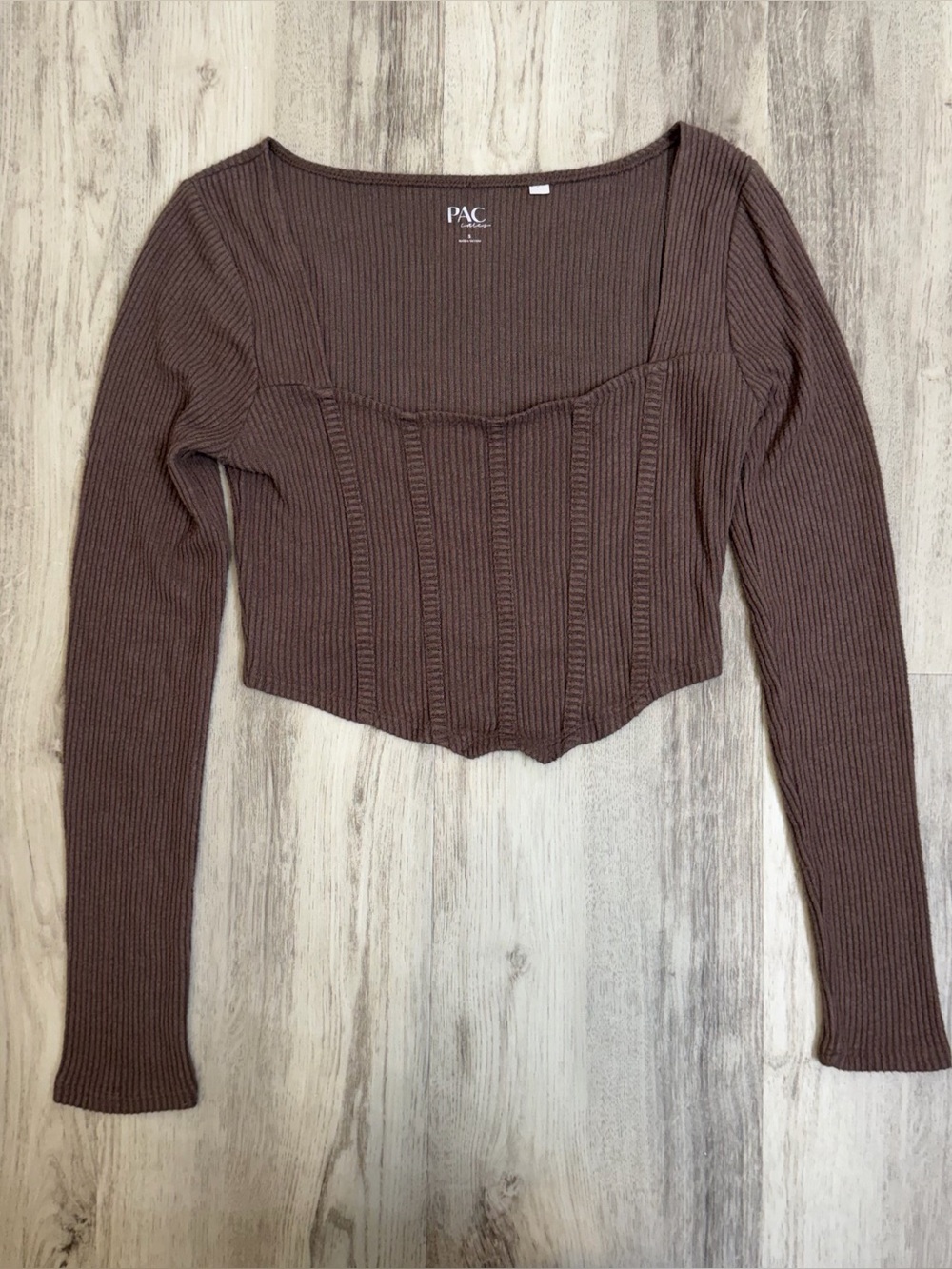 Pacsun Corset Style Knit Crop Long Sleeve Size S